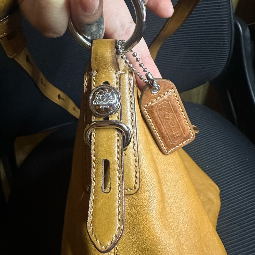 Coach Caramel Leather Hobo Bag with Silver Accents